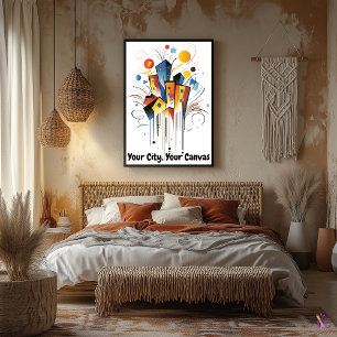 Abstracte Motivatie minimalistische skyline in de Poster