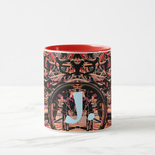 Abstracte motorfles met monogram mok (Midden)