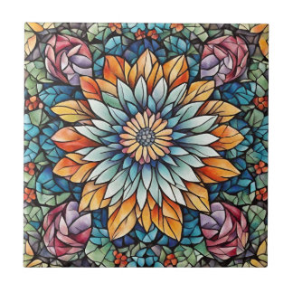 Abstracte Mozaïek Bloem Kaleidoscoop Tegeltje