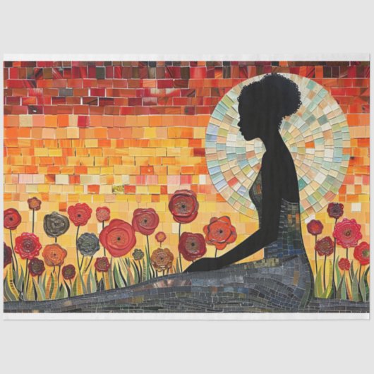 Abstracte Mozaïek Tegels Silhouet van een vrouw Tissuepapier (Voorkant)