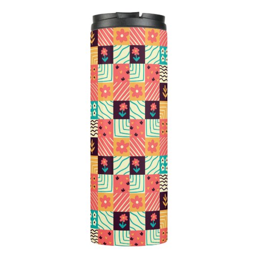 Abstracte mozaïek thermosbeker (Achterkant)