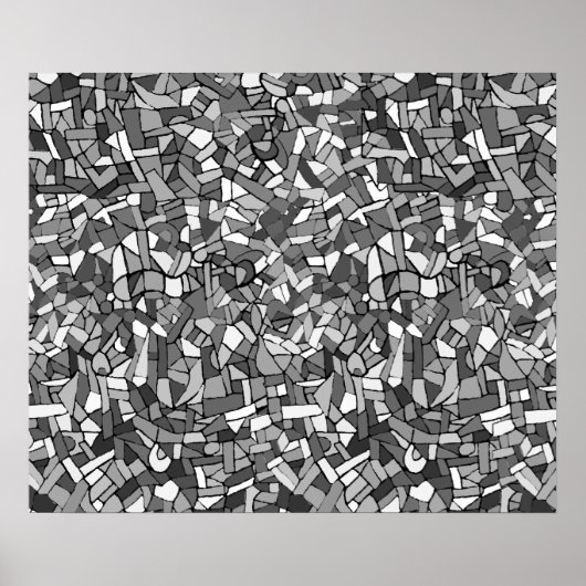 Abstracte mozaïek, zwart en wit poster (Voorkant)