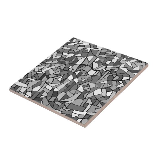 Abstracte mozaïek, zwart en wit tegeltje (Zijkant)