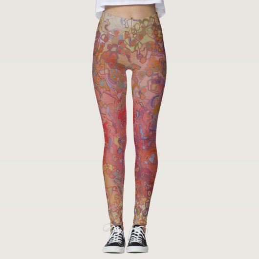 Abstracte mozaïekachtige kunst leggings (Voorkant)