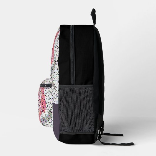Abstracte mozaïekbloem roos roze witte grijze bloe bedrukte rugzak (Rechts)