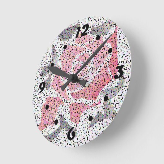 Abstracte mozaïekbloem roos roze witte grijze bloe ronde klok (Hoek)