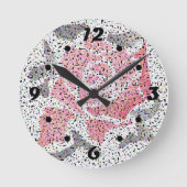 Abstracte mozaïekbloem roos roze witte grijze bloe ronde klok (Voorkant)