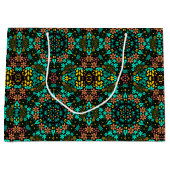 Abstracte mozaïekkaleidoscopische bloemen zwart groot cadeauzakje (Voorkant)