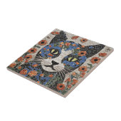 Abstracte Mozaïekkat met bloemen Tegeltje (Zijkant)