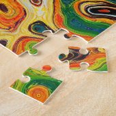 Abstracte mozaïekkleurige tekengrootten legpuzzel (Zijkant)