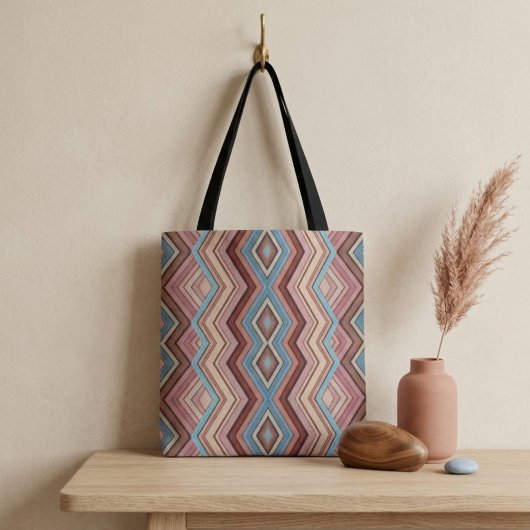 Abstracte multi-kleur zigzag strepen draagtas