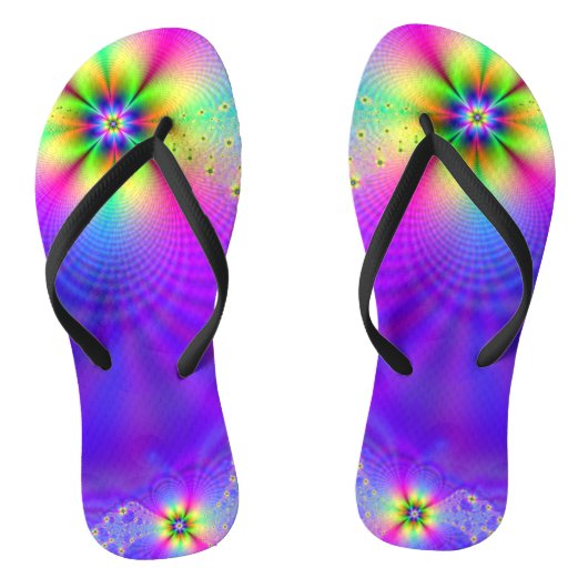 Abstracte multibloem fantasie teenslippers (Voetbed)