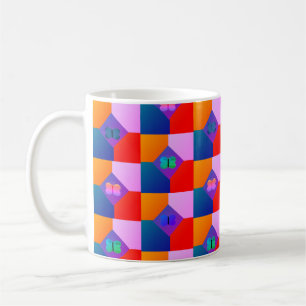 Abstracte Multicolor Checkered Pattern Butterflies Koffiemok