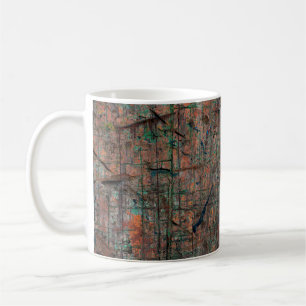 Abstracte multicolor grunge achtergrond met abstra koffiemok