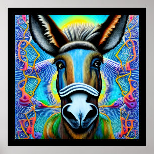 Abstracte Multicolored Little Donkey Poster