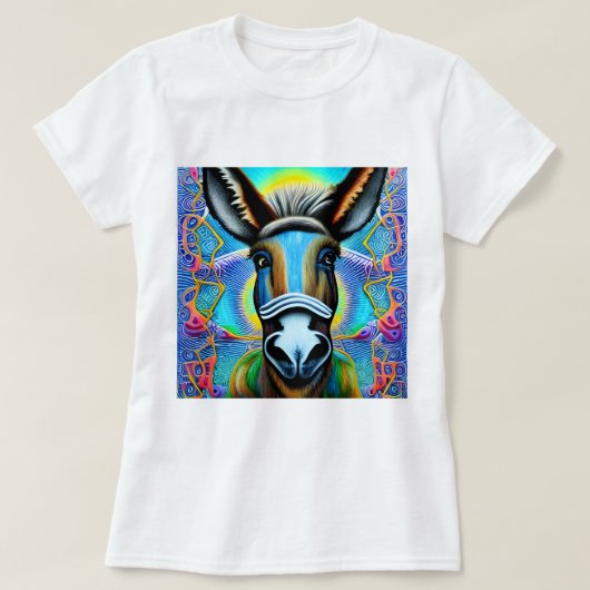 Abstracte Multicolored Little Donkey T-shirt (Design voorkant)