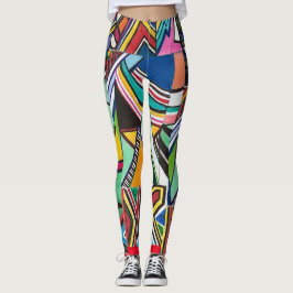 Abstracte multicolortekencollage leggings