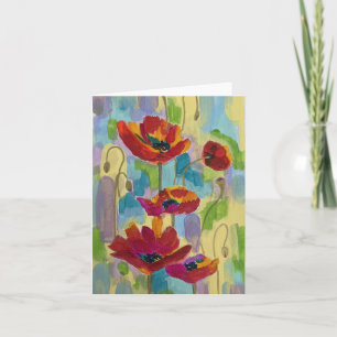 Abstracte Multicolour Poppy Note Kaart