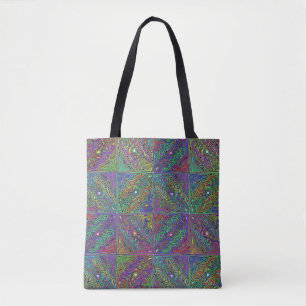 abstracte multikleurige neon tegelontwerp draagtas