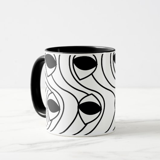 Abstracte munt (zwart en wit) mok (Voorkant links)