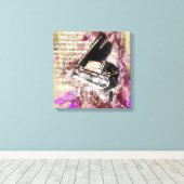 Abstracte muziek Piano Design Paarse Canvas Muurku (Insitu (Houten vloer))