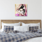 Abstracte muziek Piano Design Paarse Canvas Muurku (Insitu (Slaapkamer))