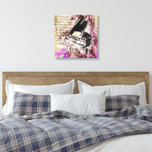 Abstracte muziek Piano Design Paarse Canvas Muurku (Insitu (Slaapkamer))