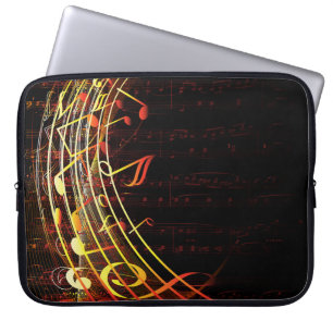 Abstracte Muzieknoten Achtergrondlaptophoes Laptop Sleeve