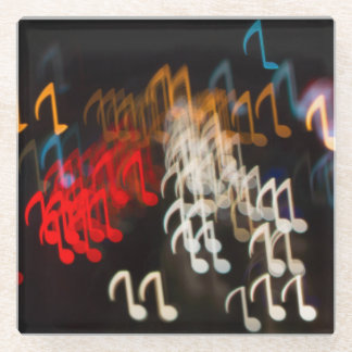 Abstracte muzieknoten: Lichten Bokeh achtergrond Glazen Onderzetter