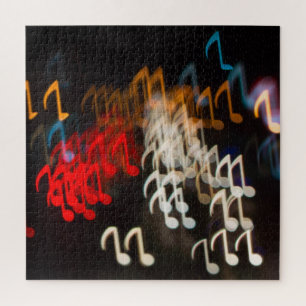 Abstracte muzieknoten: Lichten Bokeh achtergrond Legpuzzel