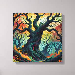 Abstracte mystieke bomen canvas afdruk