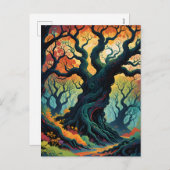 Abstracte mystieke bomen feestdagenkaart (Voorkant / Achterkant)