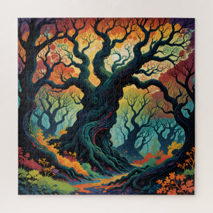 Abstracte mystieke bomen legpuzzel