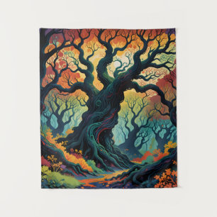 Abstracte mystieke bomen wandkleed