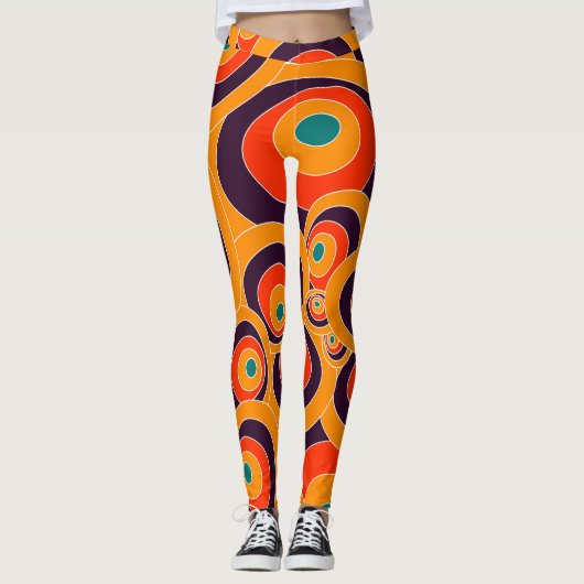 Abstracte Naadloze Kleurrijke Ovalen Patroon Leggi Leggings (Voorkant)
