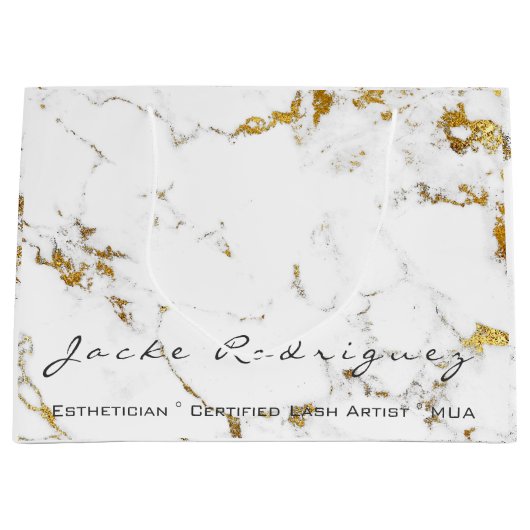 Abstracte naam White Gold Marble Stone Minimale Lu Groot Cadeauzakje (Voorkant)