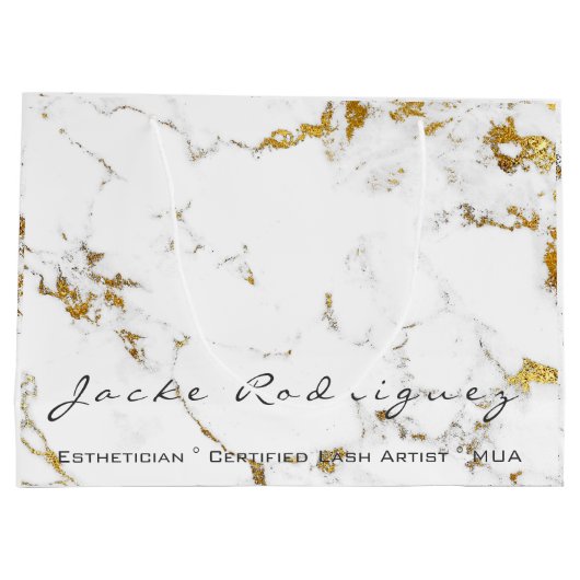 Abstracte naam White Gold Marble Stone Minimale Lu Groot Cadeauzakje (Achterkant)