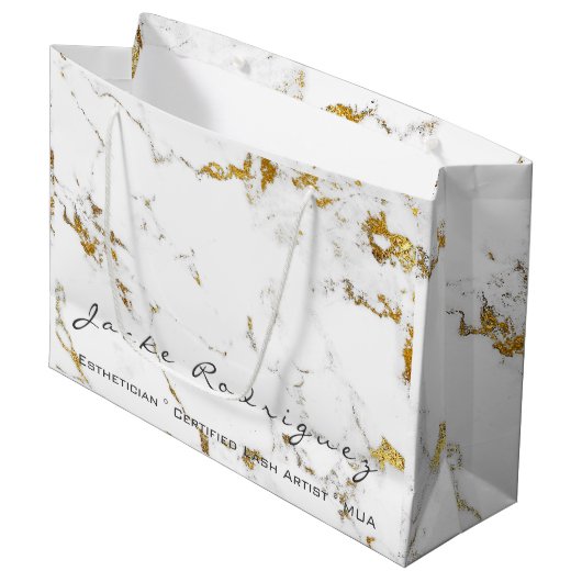 Abstracte naam White Gold Marble Stone Minimale Lu Groot Cadeauzakje (Voorkant Gekanteld)