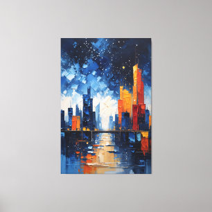 Abstracte Nacht Silhouette Impasto Canvas Print