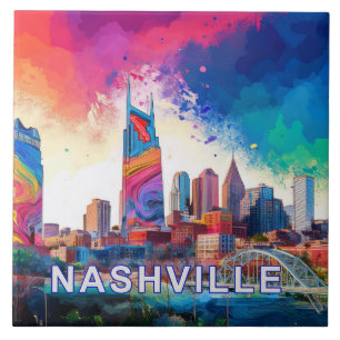 Abstracte Nashville Skyline Art Modern stadsbeeld Tegeltje