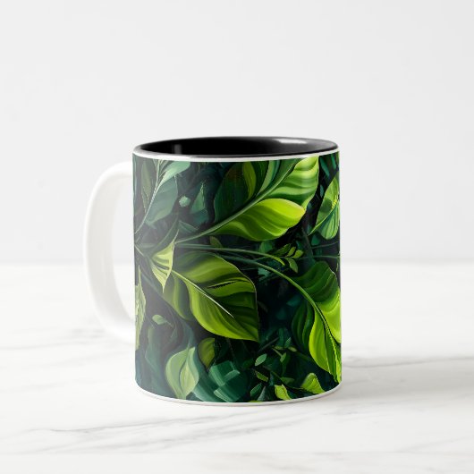 Abstracte Natuur Plant olieverfschilderij Grafisch Tweekleurige Koffiemok (Voorkant links)