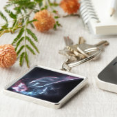 Abstracte nebula Blue en Paars Sleutelhanger (Zijkant)