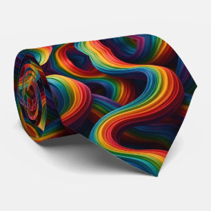 Abstracte Nekband met Regenboog Lint Stropdas