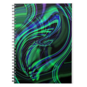 Abstracte Neon Aqua N Blue Waves Notitieboek