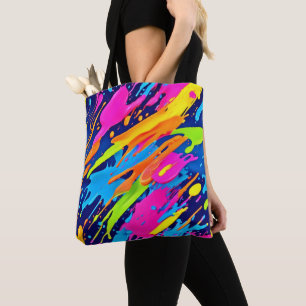 Abstracte Neon Brushstrokes Splash Art Draagtas