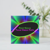 Abstracte Neon Custom Party Invitation Kaart (Staand voorkant)