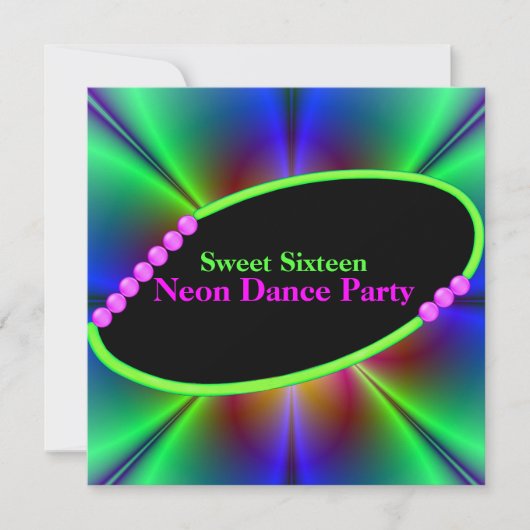 Abstracte Neon Custom Party Invitation Kaart (Voorkant)