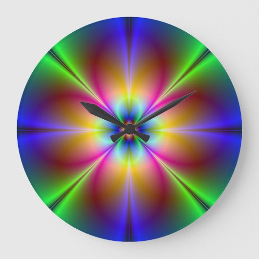 Abstracte Neon Daisy Round Wall klok (Voorkant)