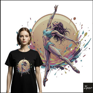 Abstracte Neon Danser Dynamische Sprong Illustrati Tri-Blend Shirt