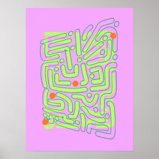 Abstracte Neon Doodles Poster (Voorkant)